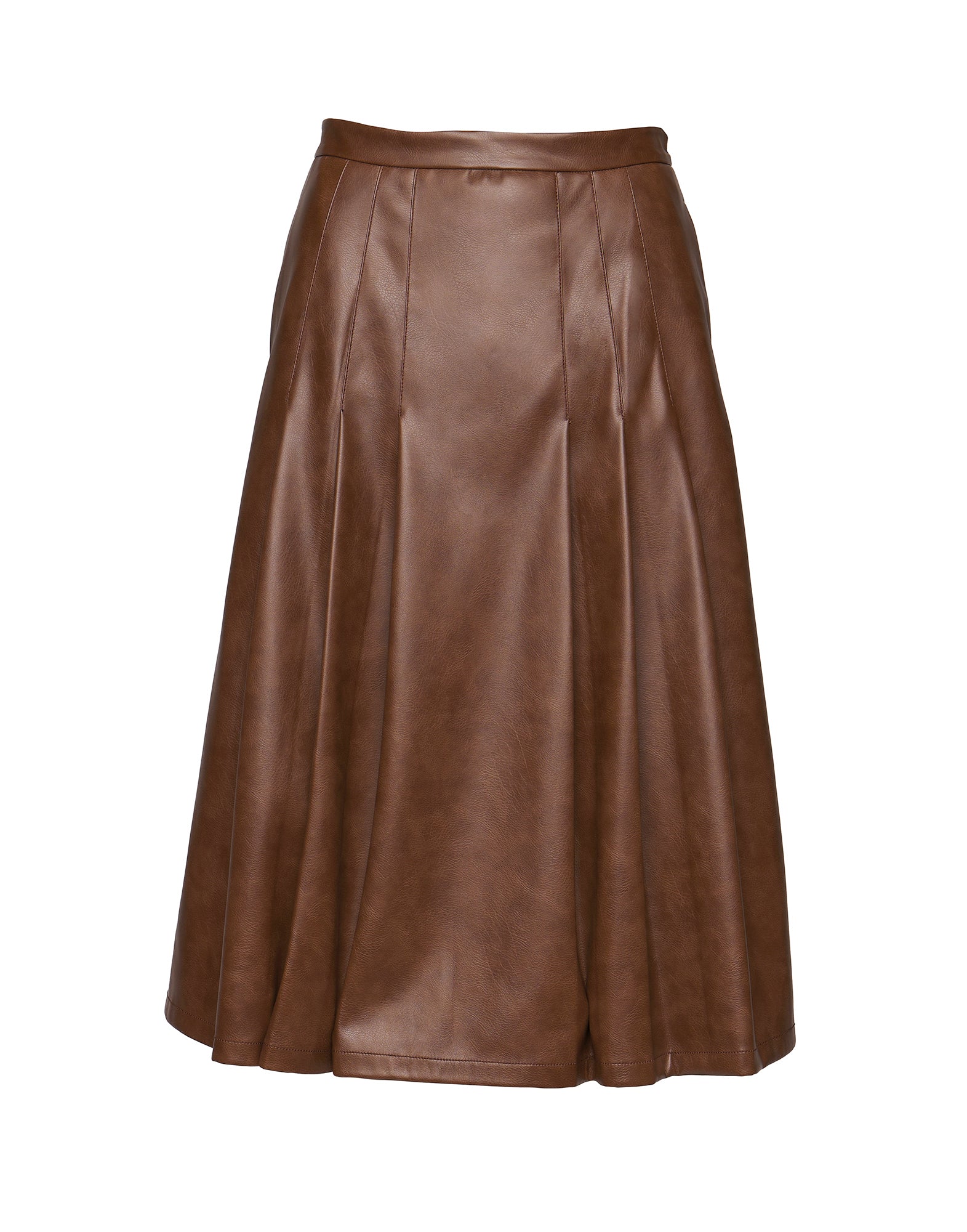 DOUUOD Gonna Longuette Plissettata in Eco Vintage Leather Caramello