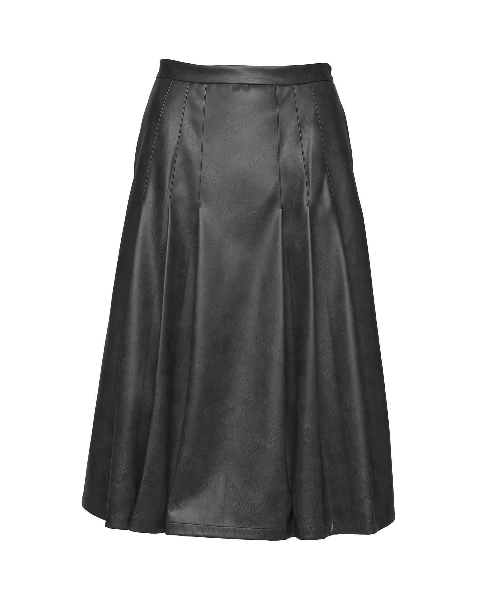 DOUUOD Gonna Longuette Plissettata in Eco Vintage Leather Nero