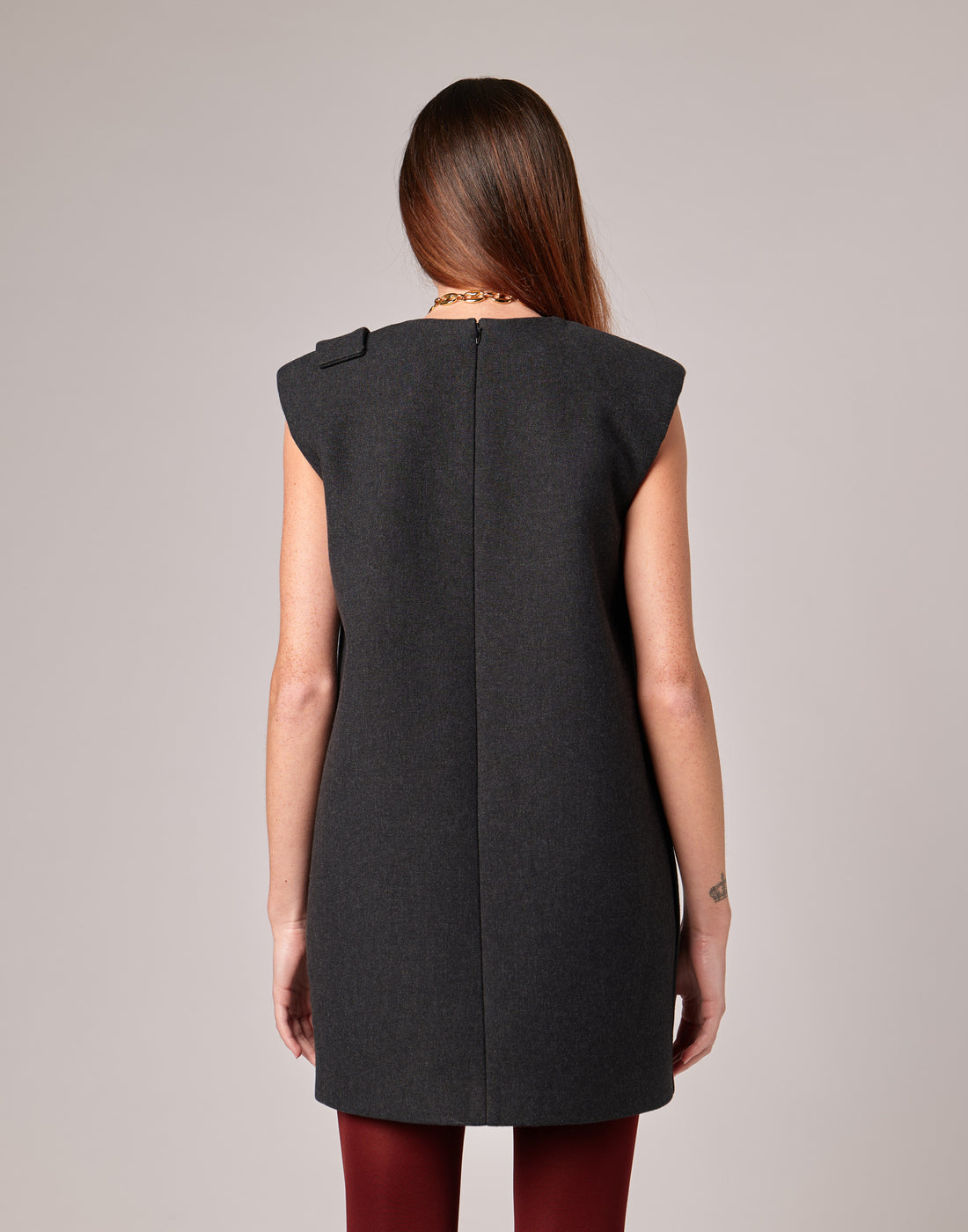 DOUUOD Mini Abito in Vintage Coat Double Antracite