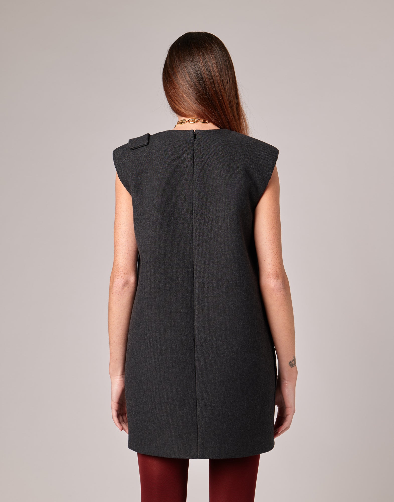 DOUUOD Mini Abito in Vintage Coat Double Antracite