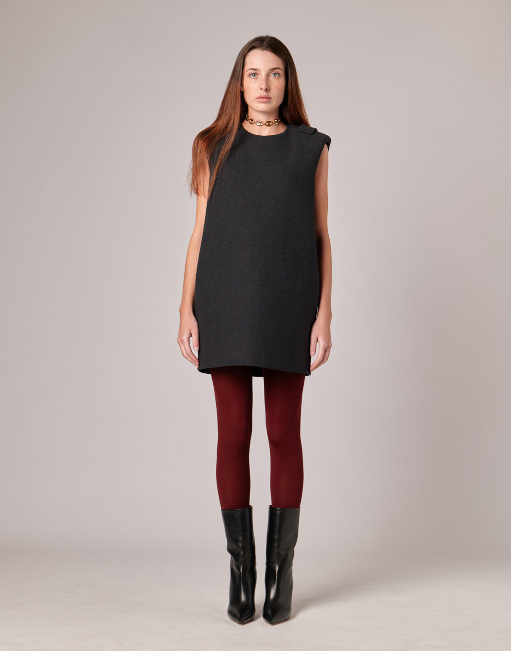 DOUUOD Mini Abito in Vintage Coat Double Antracite