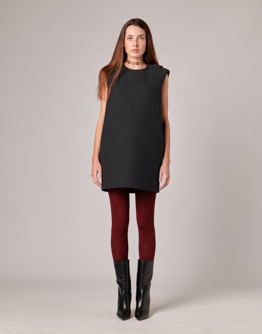 DOUUOD Mini Abito in Vintage Coat Double Antracite