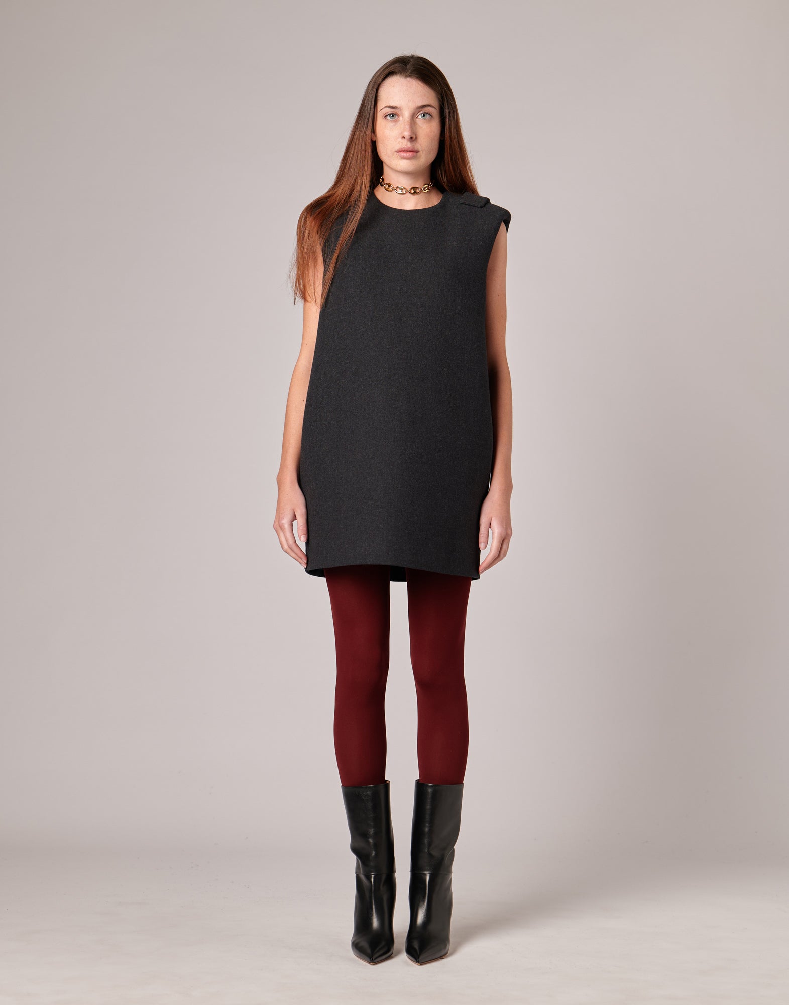 DOUUOD Mini Abito in Vintage Coat Double Antracite