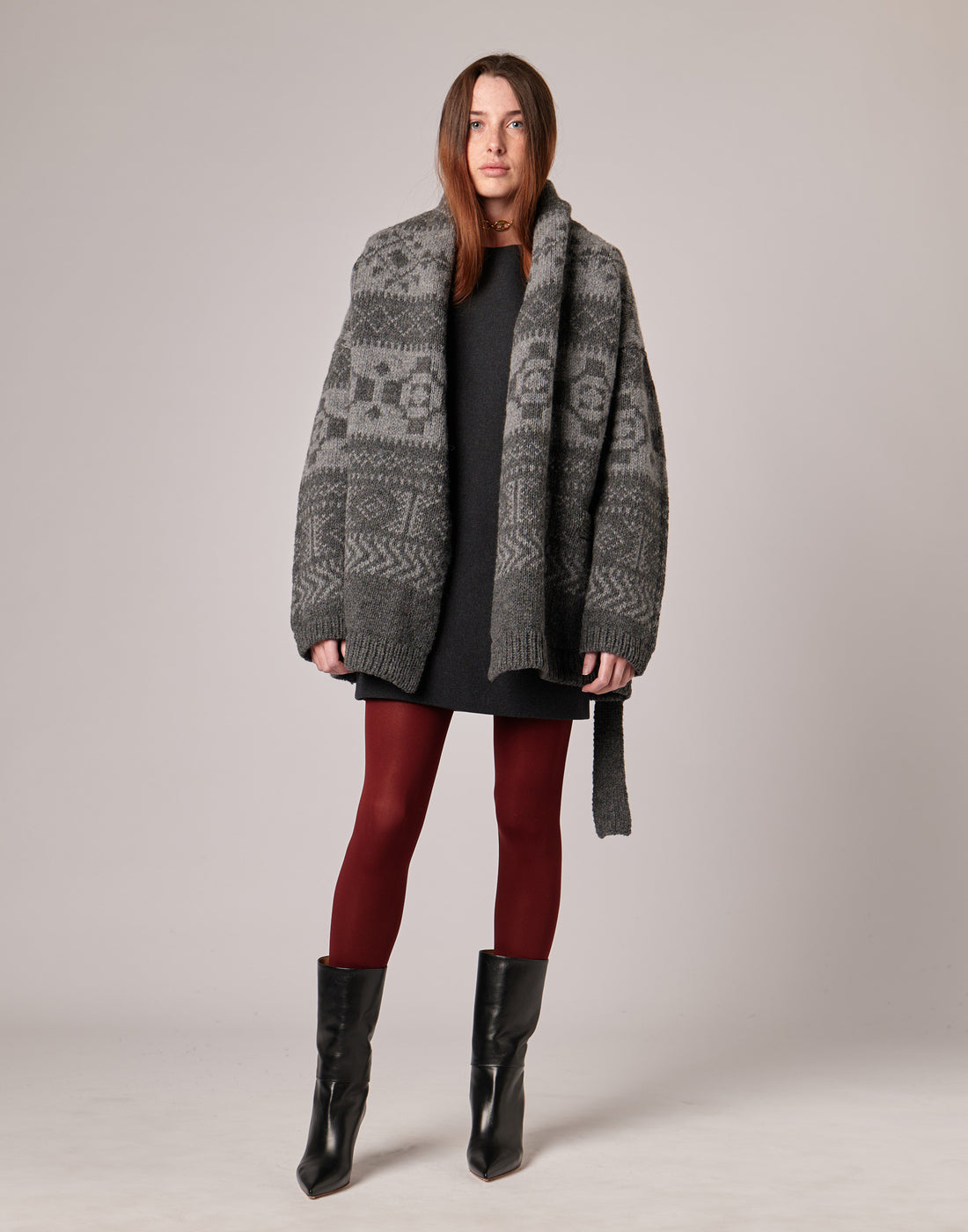 DOUUOD Mini Abito in Vintage Coat Double Antracite