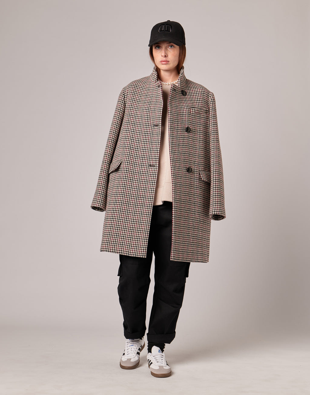 DOUUOD Cappotto Monopetto in Pied de Poule