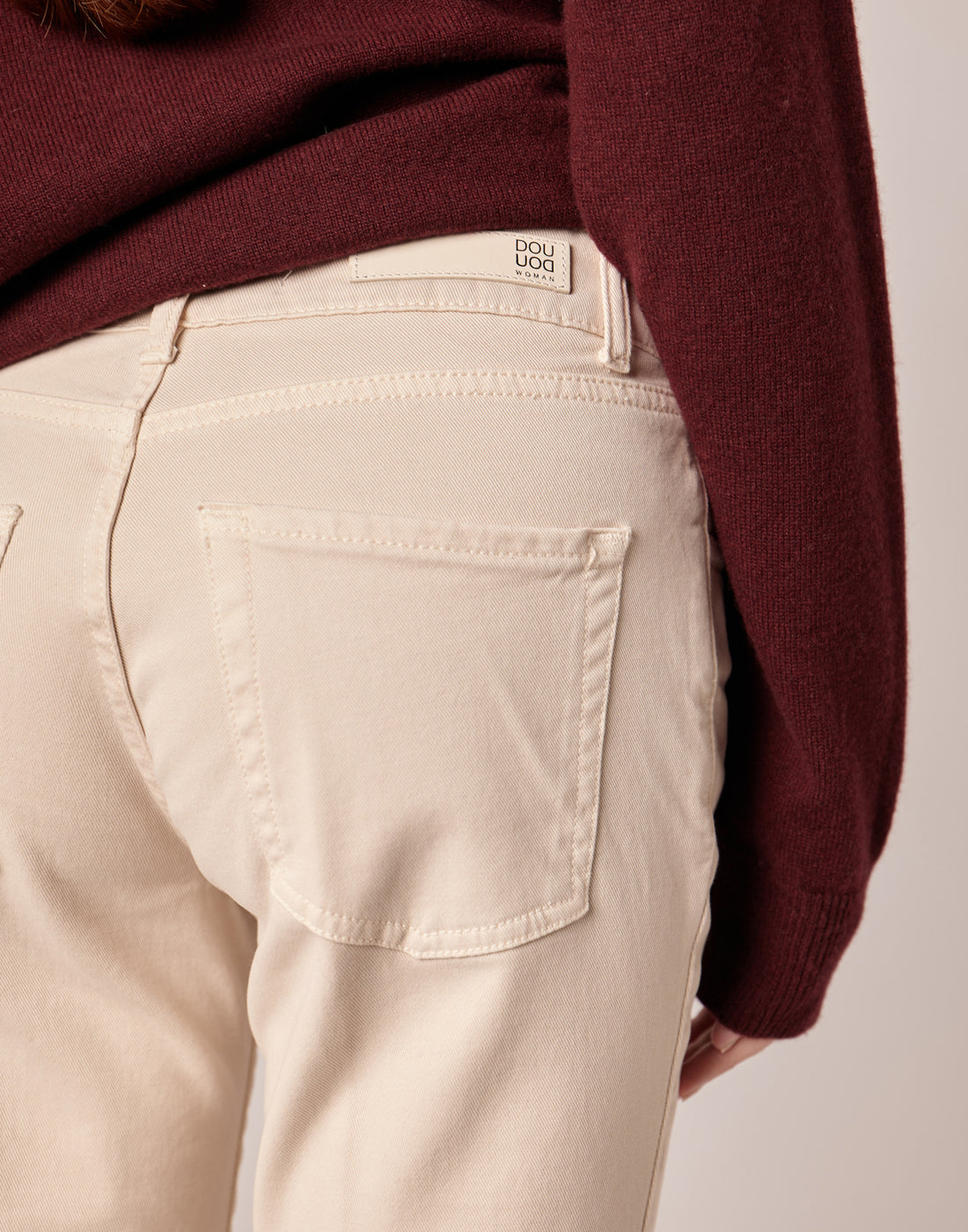 DOUUOD Pantaloni 5 Tasche in Drill Cotone Stretch Stucco