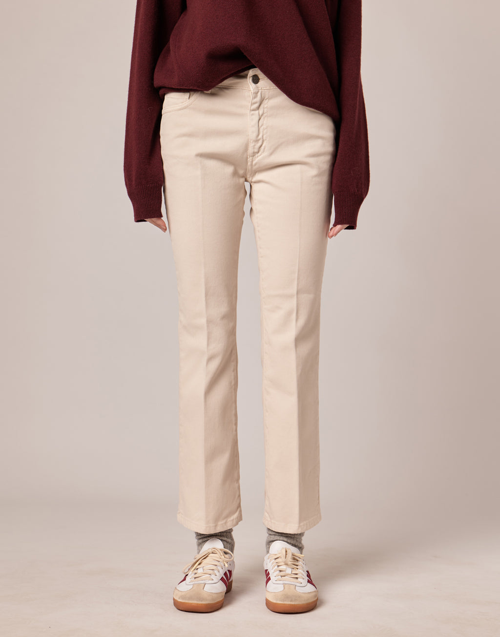 DOUUOD Pantaloni 5 Tasche in Drill Cotone Stretch Stucco