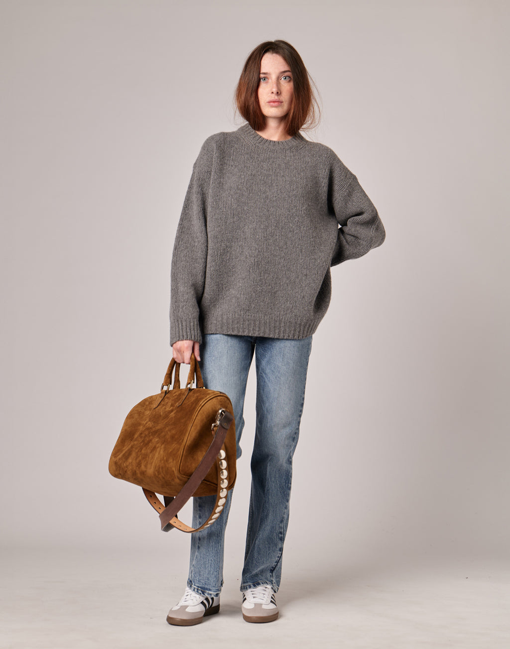 DOUUOD Maglione in Catenella di Lana Extrafine/Cashmere Grigio Melange