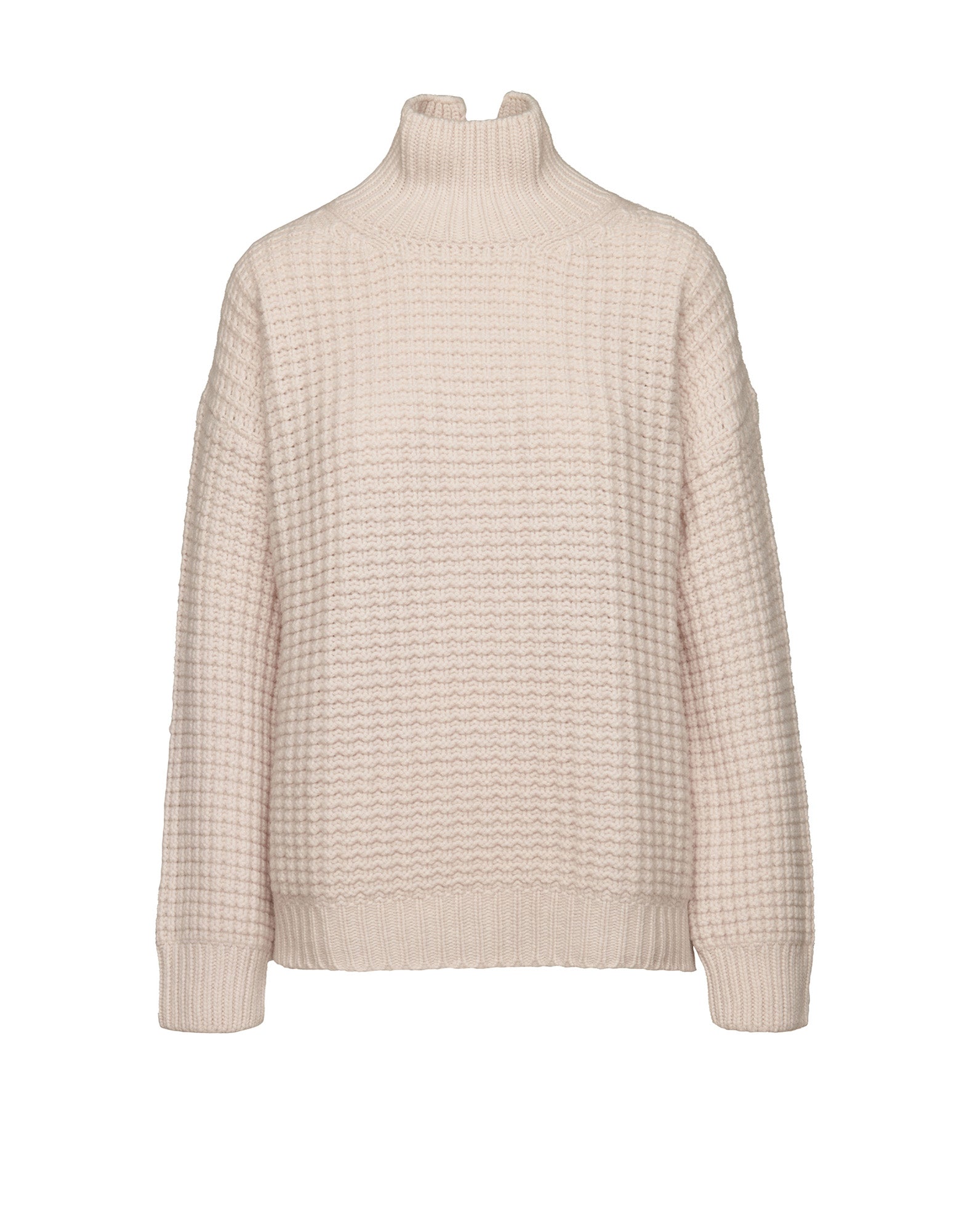 DOUUOD Maglione Dolcevita in Catenella di Lana Extrafine/Cashmere Porcellana