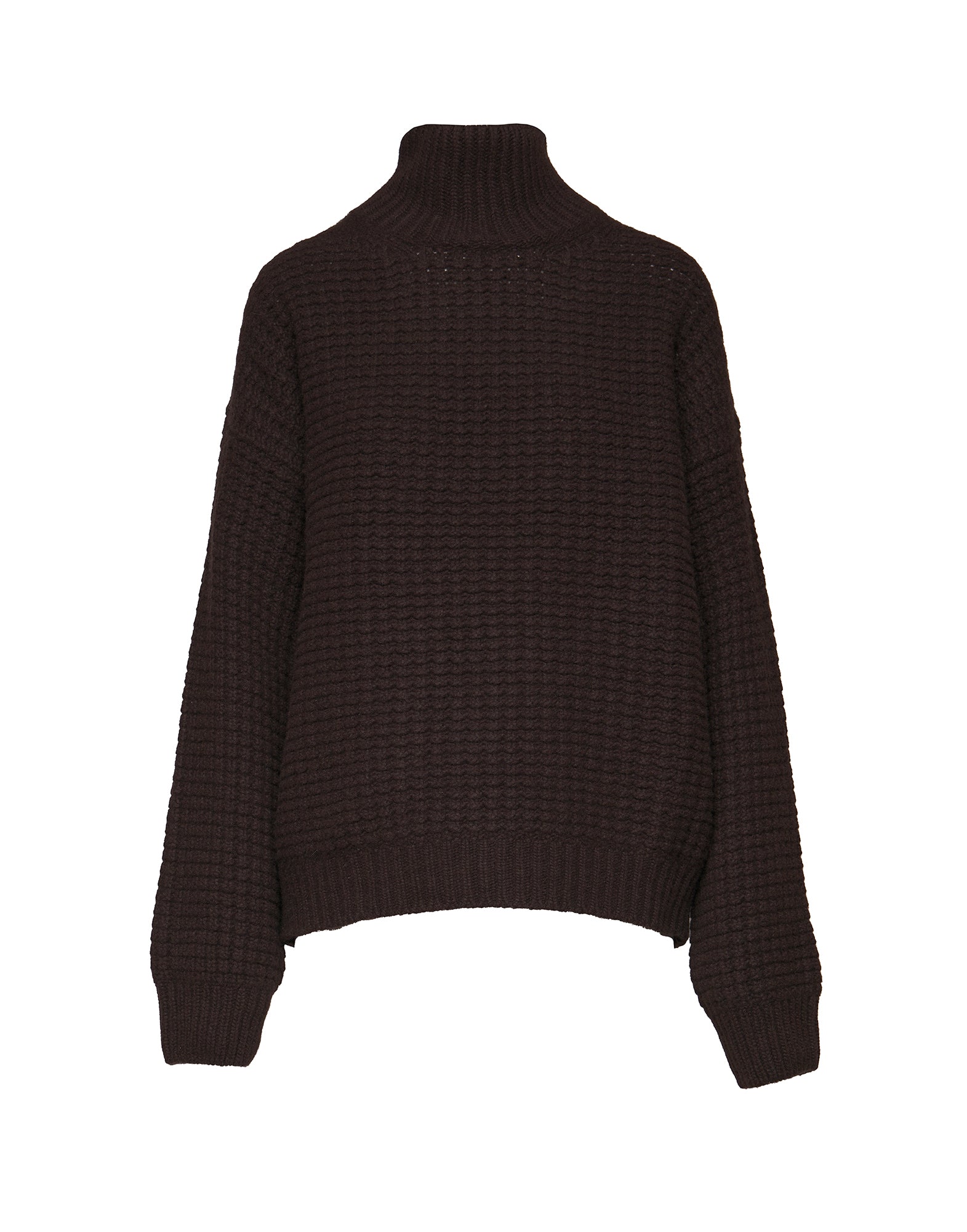 DOUUOD Maglione Dolcevita in Catenella di Lana Extrafine/Cashmere Cioccolato