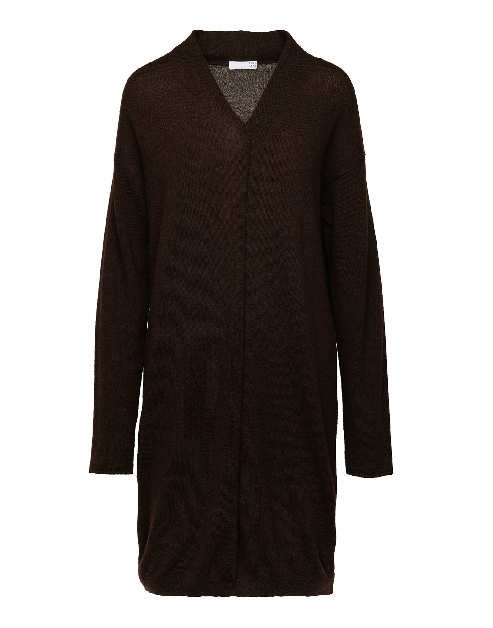 DOUUOD Cardigan Lungo in Lana Extrafine/Cashmere Cioccolato