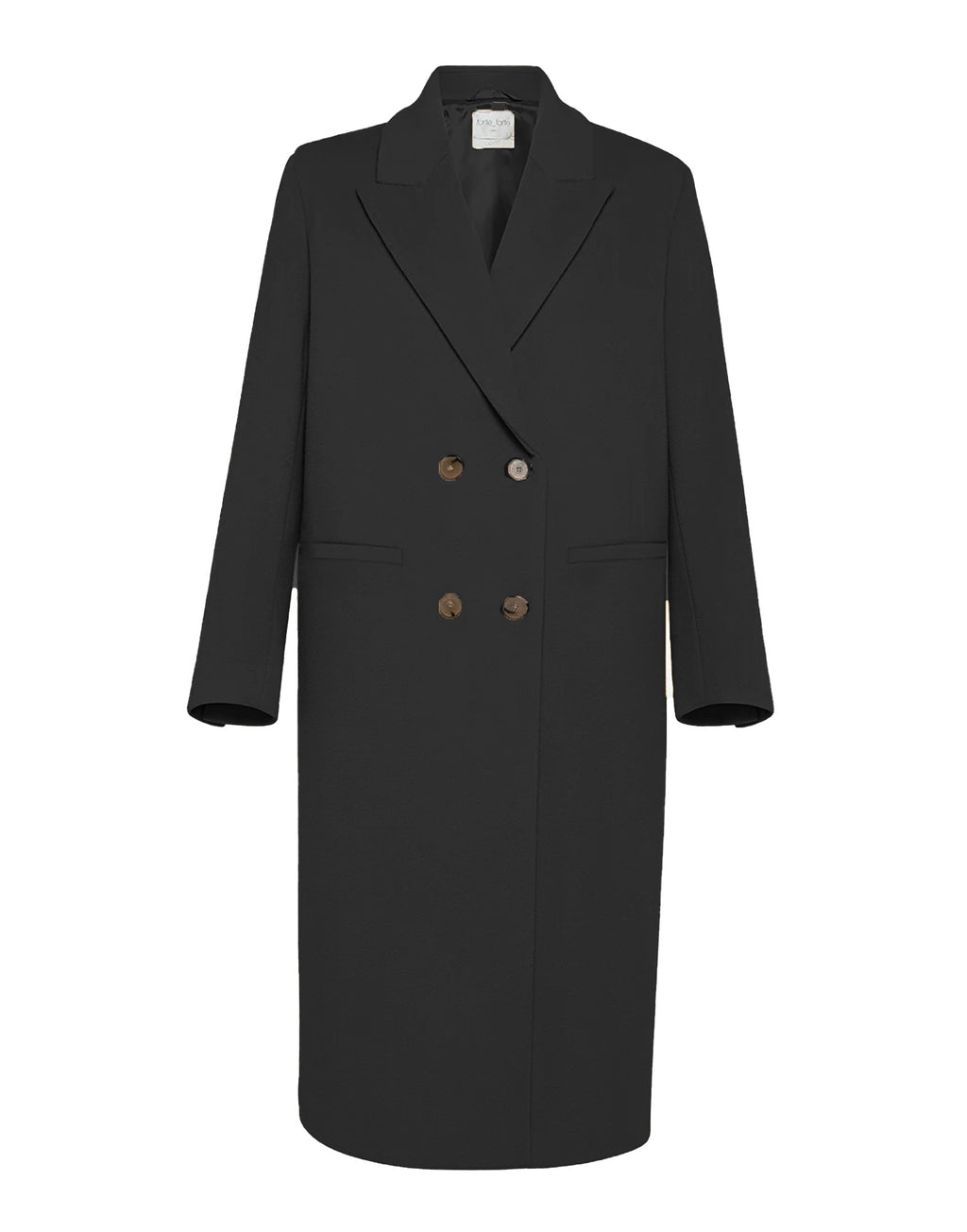 FORTE FORTE Cappotto in Panno Velour di Misto Cashmere Nero