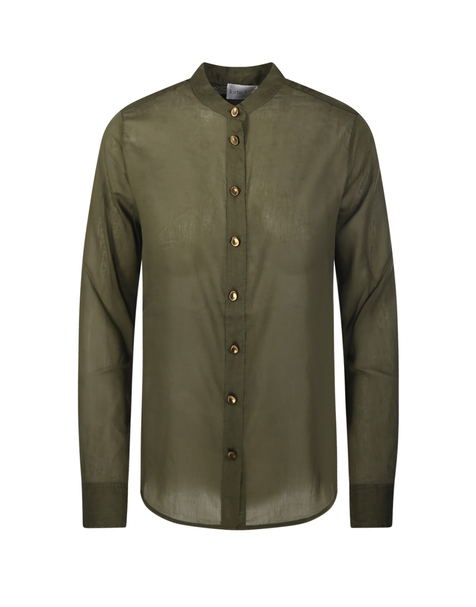 FORTE FORTE Camicia con Collo alla Coreana in Voile Cotone/Seta