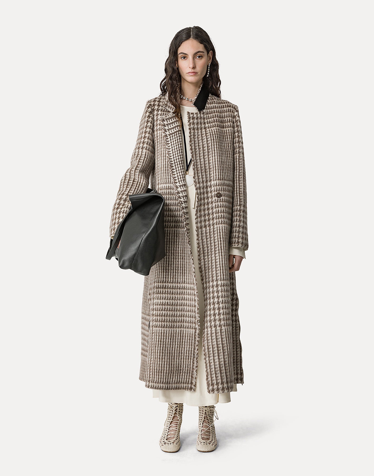 FORTE FORTE Cappotto Lungo in Alpaca a Check