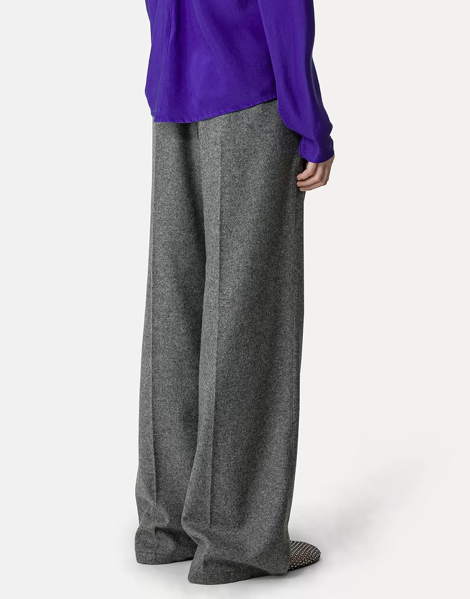 FORTE FORTE Pantalone con Coulisse in Panno di Lana Grigio