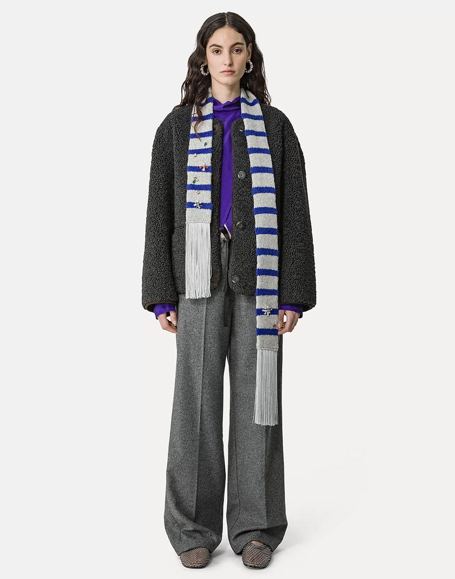 FORTE FORTE Pantalone con Coulisse in Panno di Lana Grigio