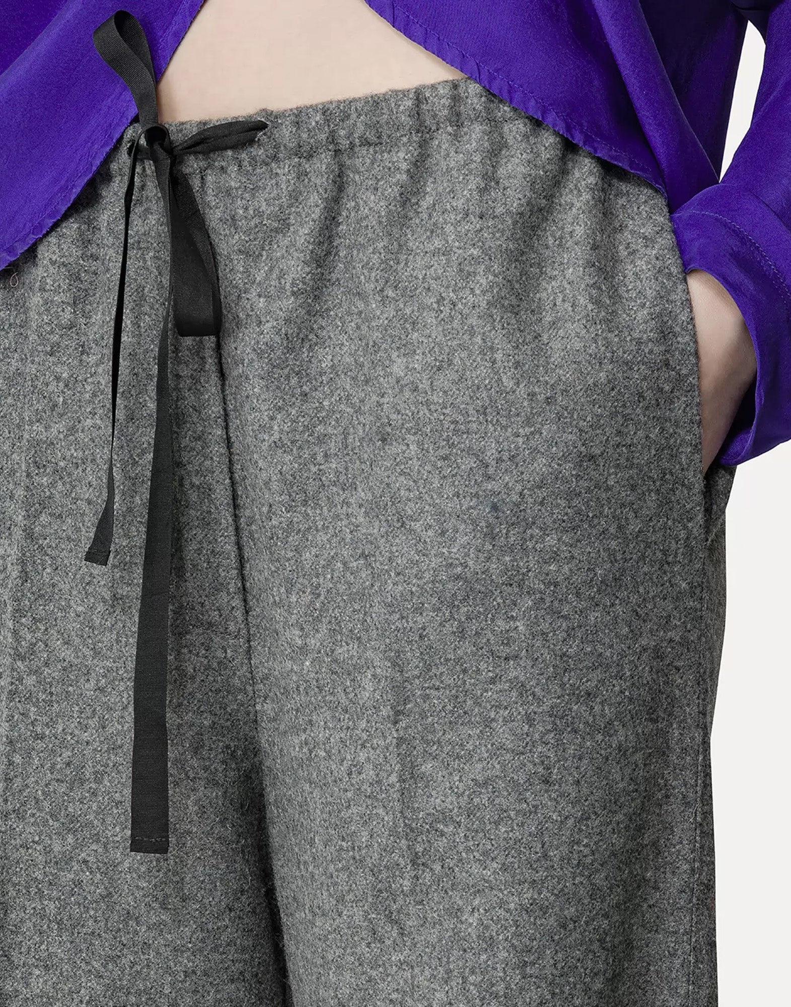 FORTE FORTE Pantalone con Coulisse in Panno di Lana Grigio
