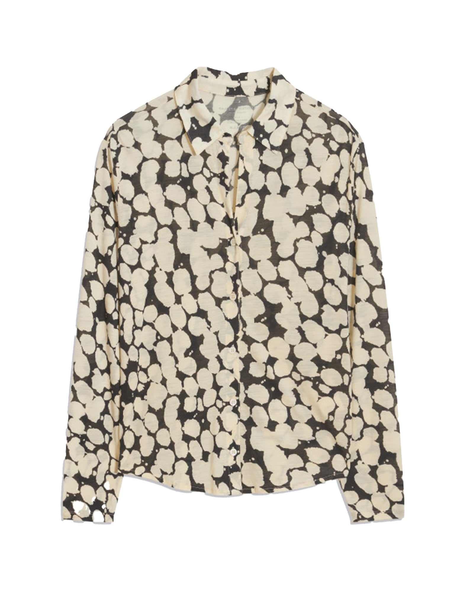 MAJESTIC FILATURES Camicia a Maniche Lunghe in Lyocel/Lana Vergine Noir/Milk
