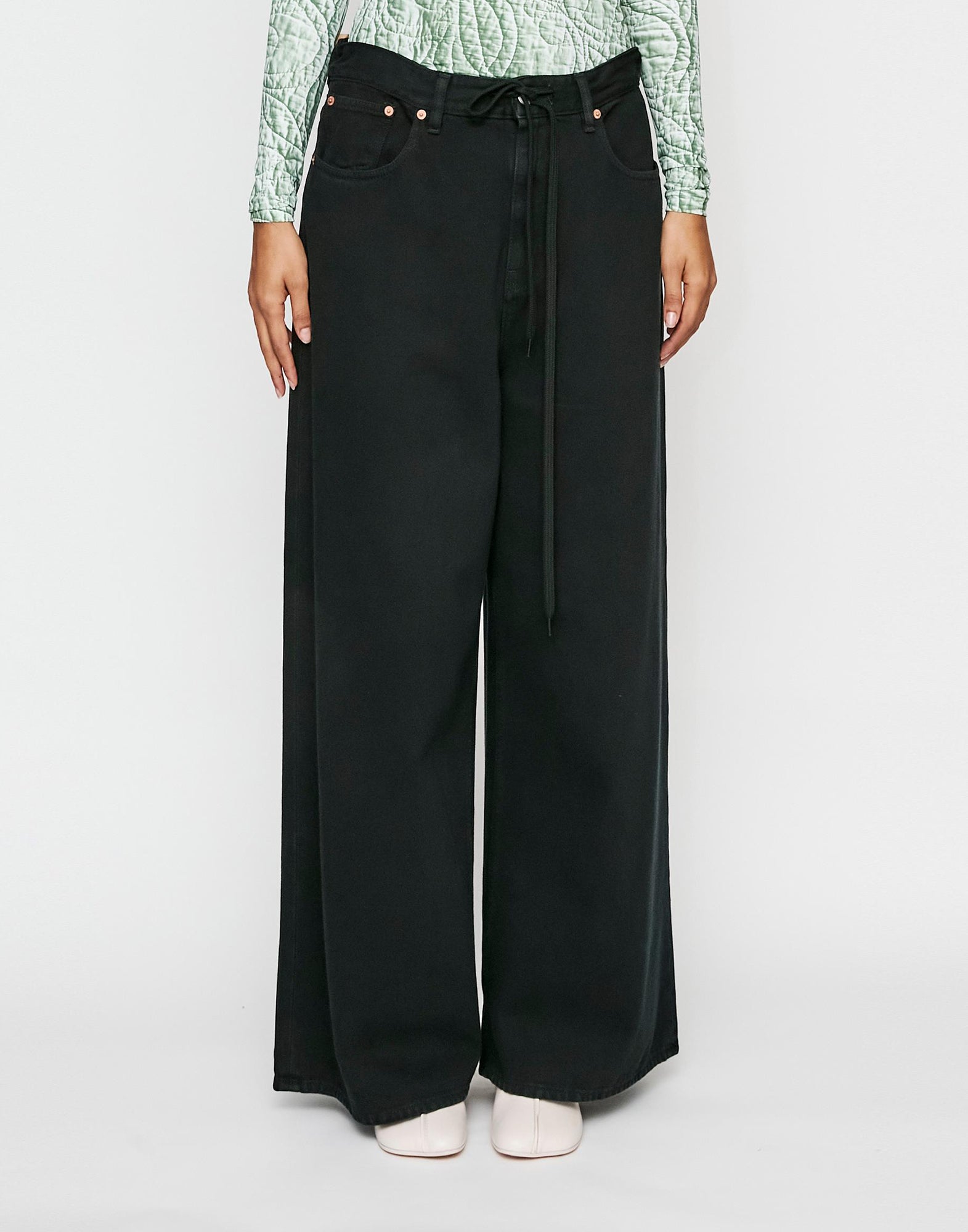MM6 MAISON MARGIELA Jeans a Gamba Larga con Coulisse Neri