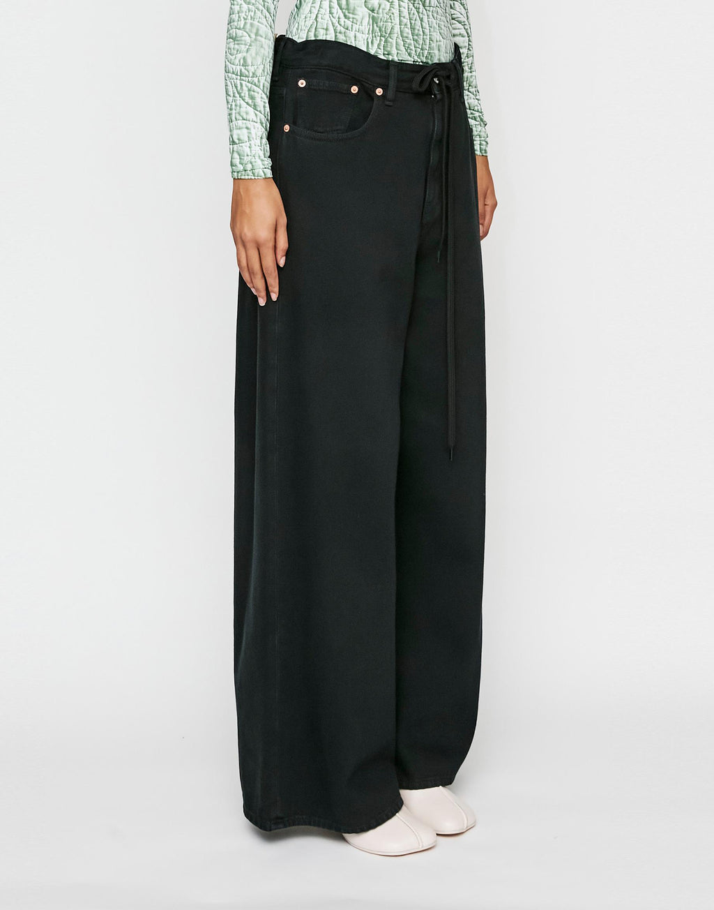 MM6 MAISON MARGIELA Jeans a Gamba Larga con Coulisse Neri