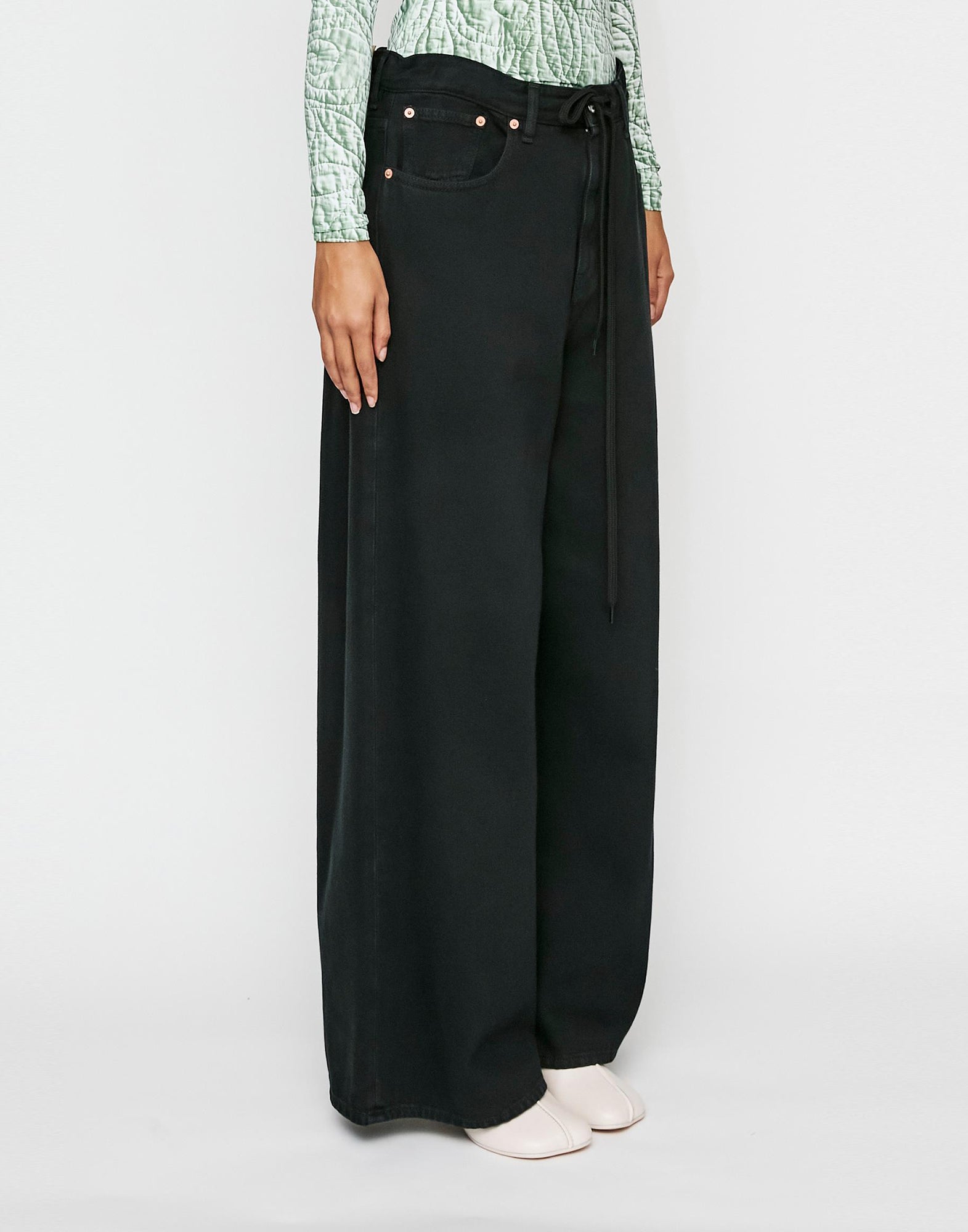 MM6 MAISON MARGIELA Jeans a Gamba Larga con Coulisse Neri