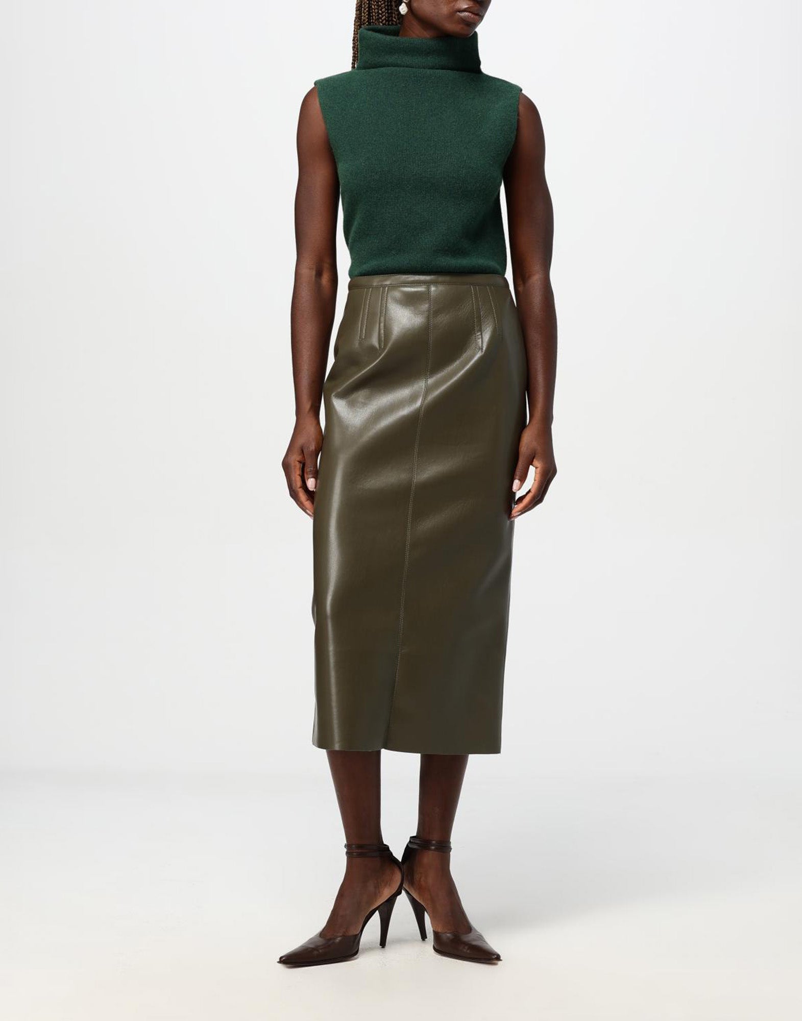 PHILOSOPHY Gonna Midi in Ecopelle Verde