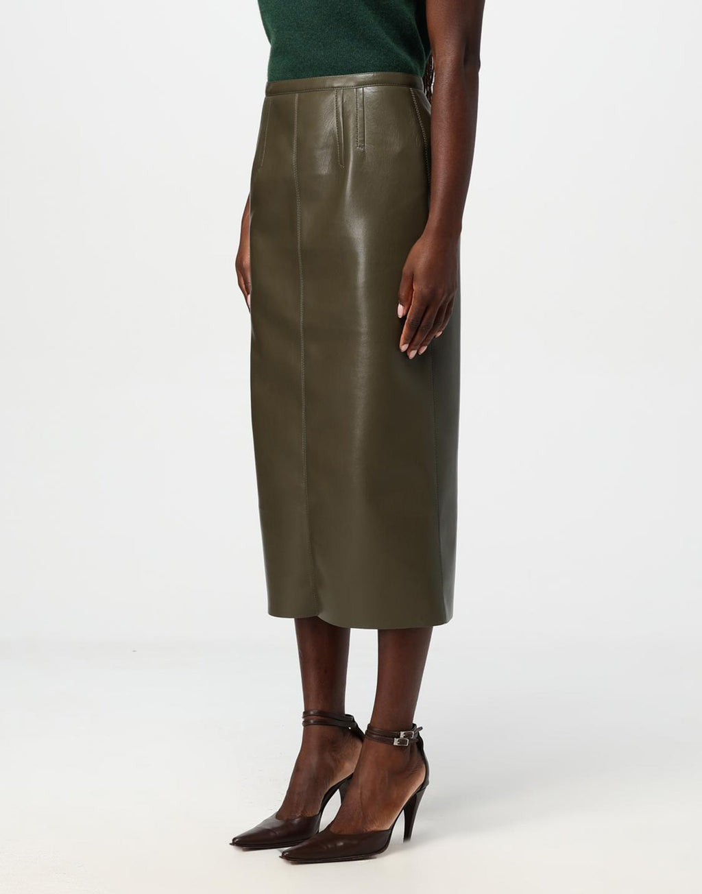 PHILOSOPHY Gonna Midi in Ecopelle Verde