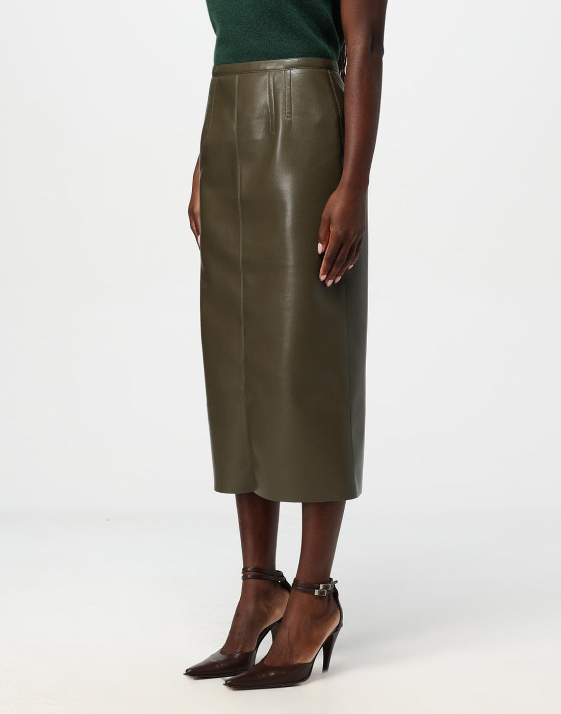 PHILOSOPHY Gonna Midi in Ecopelle Verde