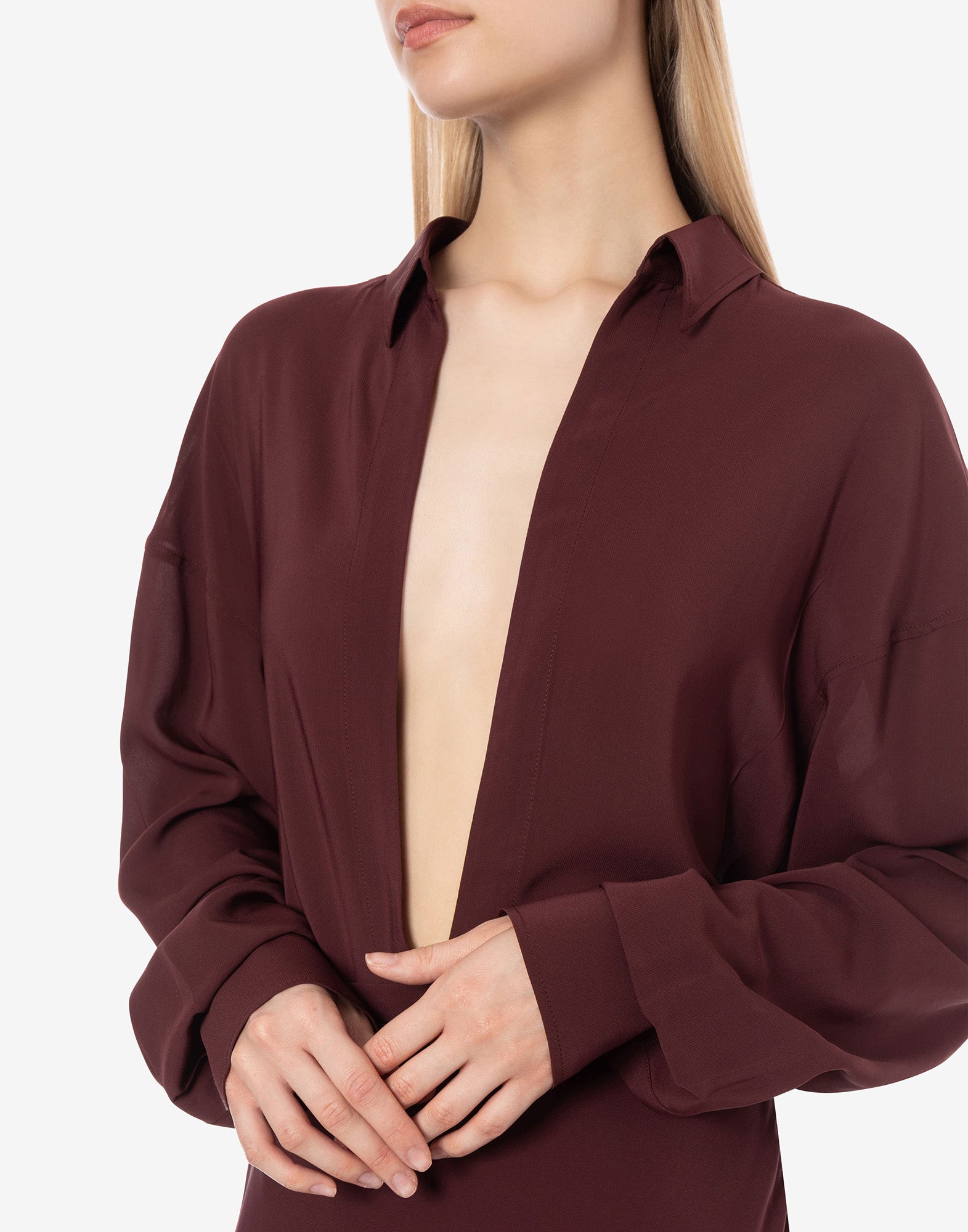 PHILOSOPHY Blusa in Georgette Stretch Bordeaux