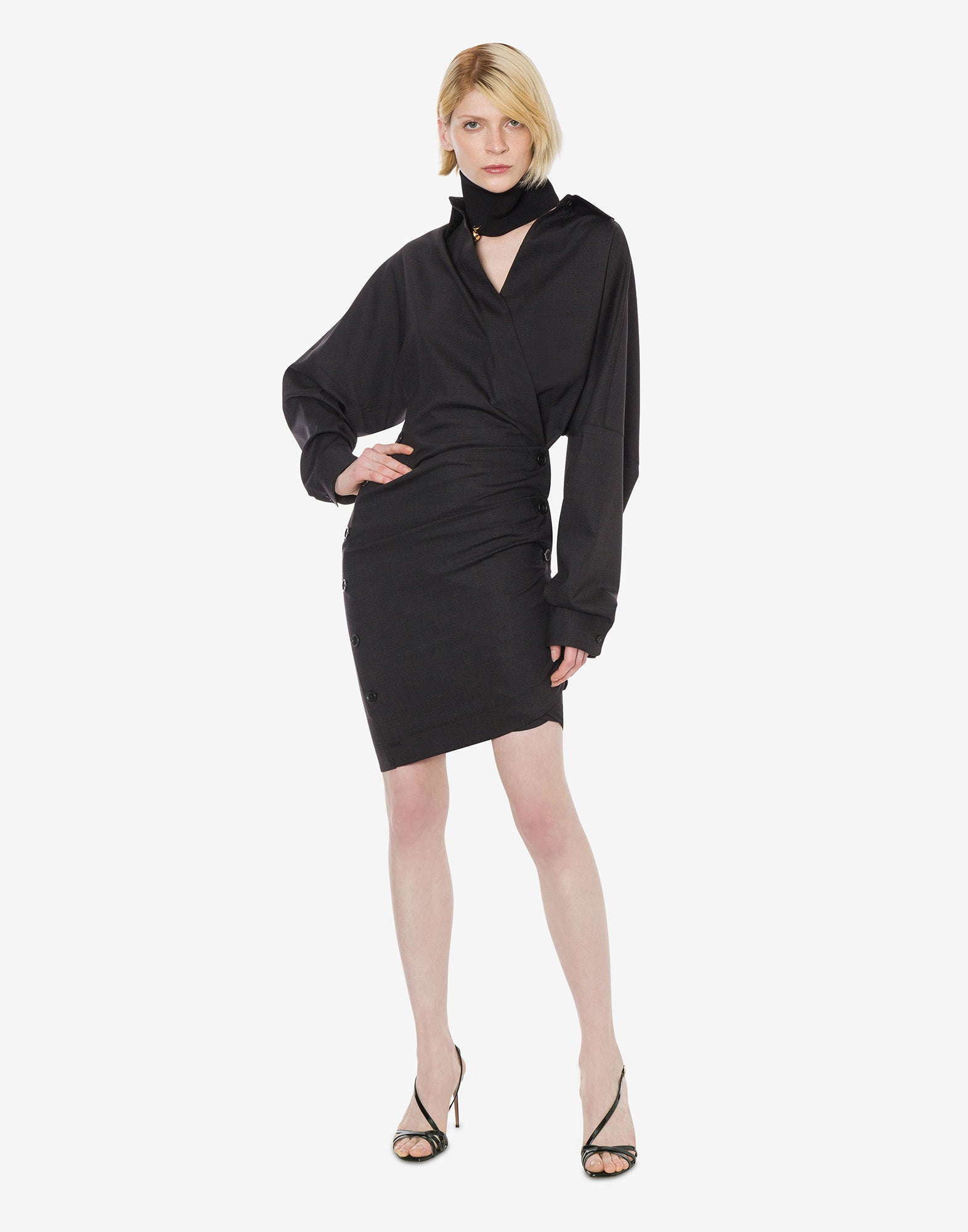 PHILOSOPHY Abito a Portafoglio in Tropical Wool Grigio Scuro