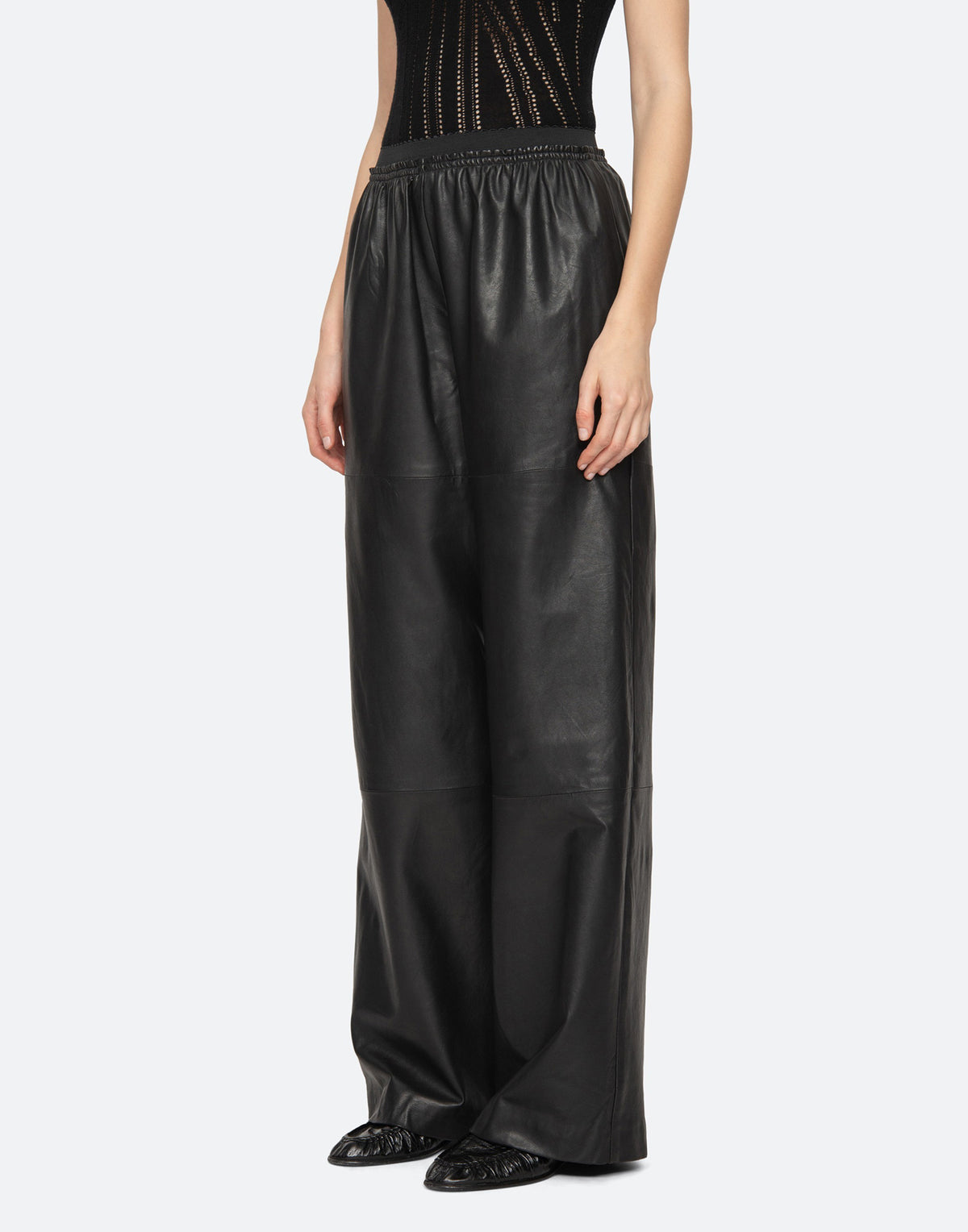 SEA NY Pantaloni in Pelle Lucie Neri