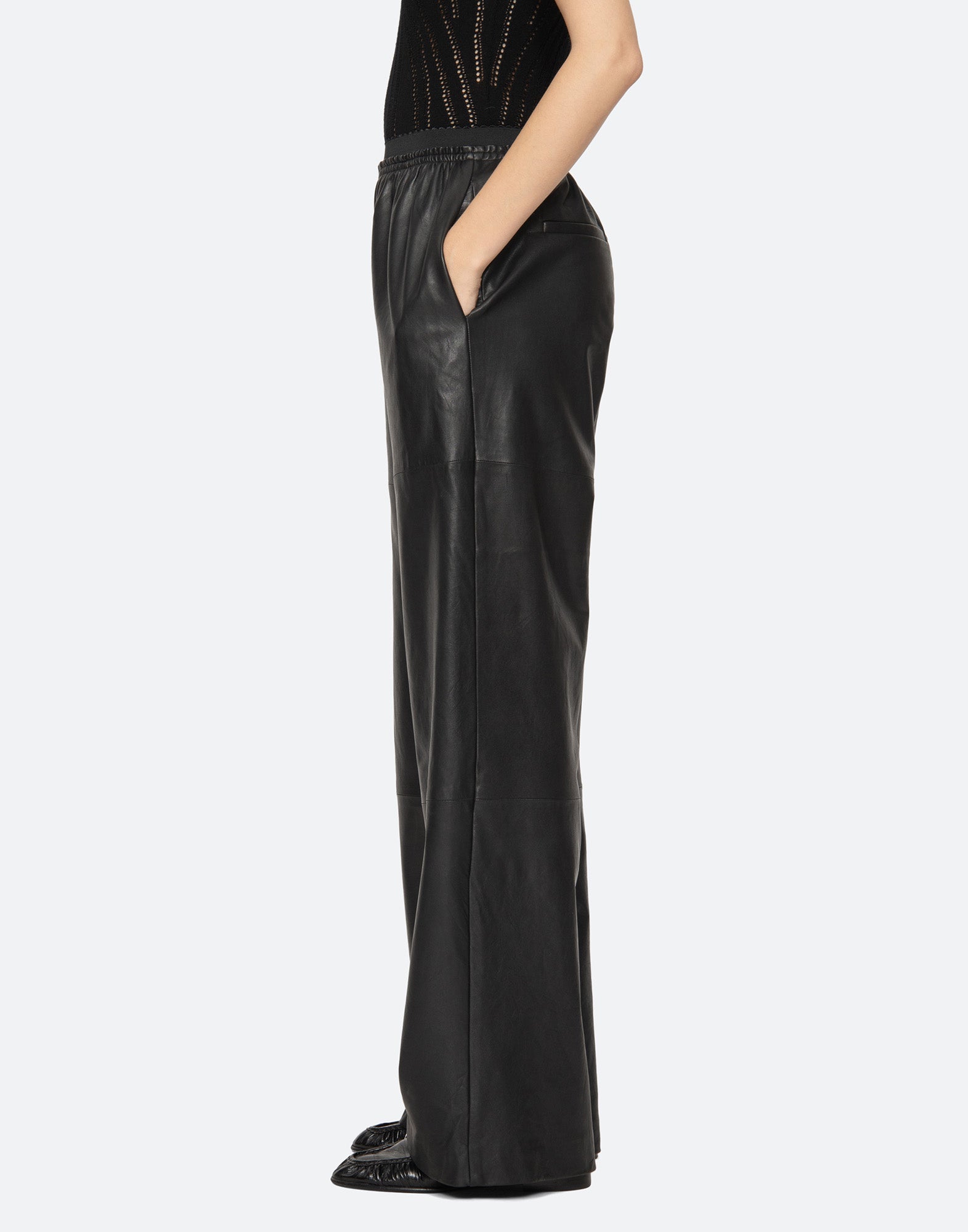 SEA NY Pantaloni in Pelle Lucie Neri