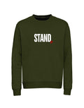 STAND UP Felpa Girocollo Olive con Stampa