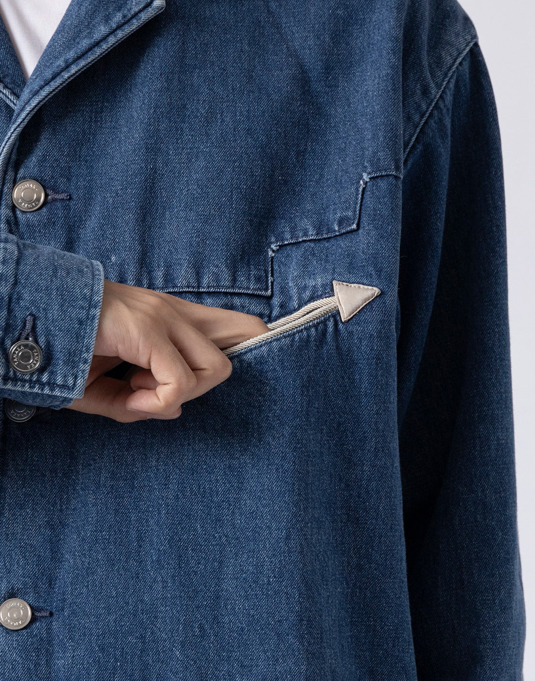 TANAKA Giacca Camicia Western in Denim Vintage Blue