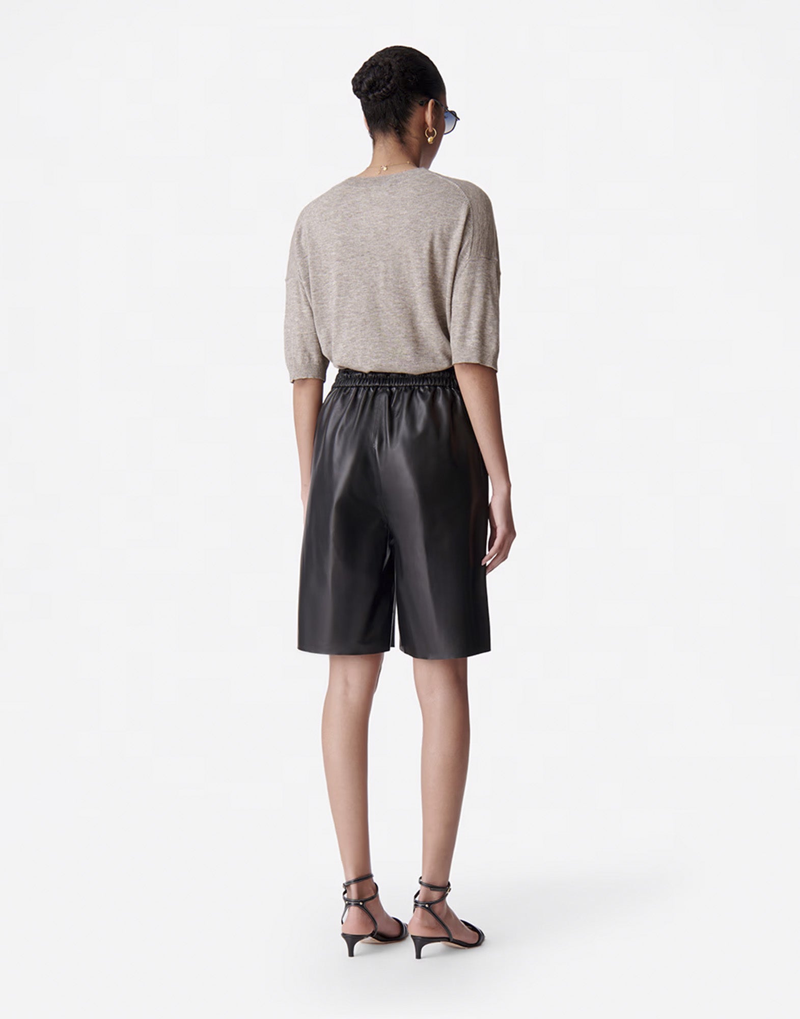 VANESSA BRUNO Shorts Damon in Pelle di Montone Neri