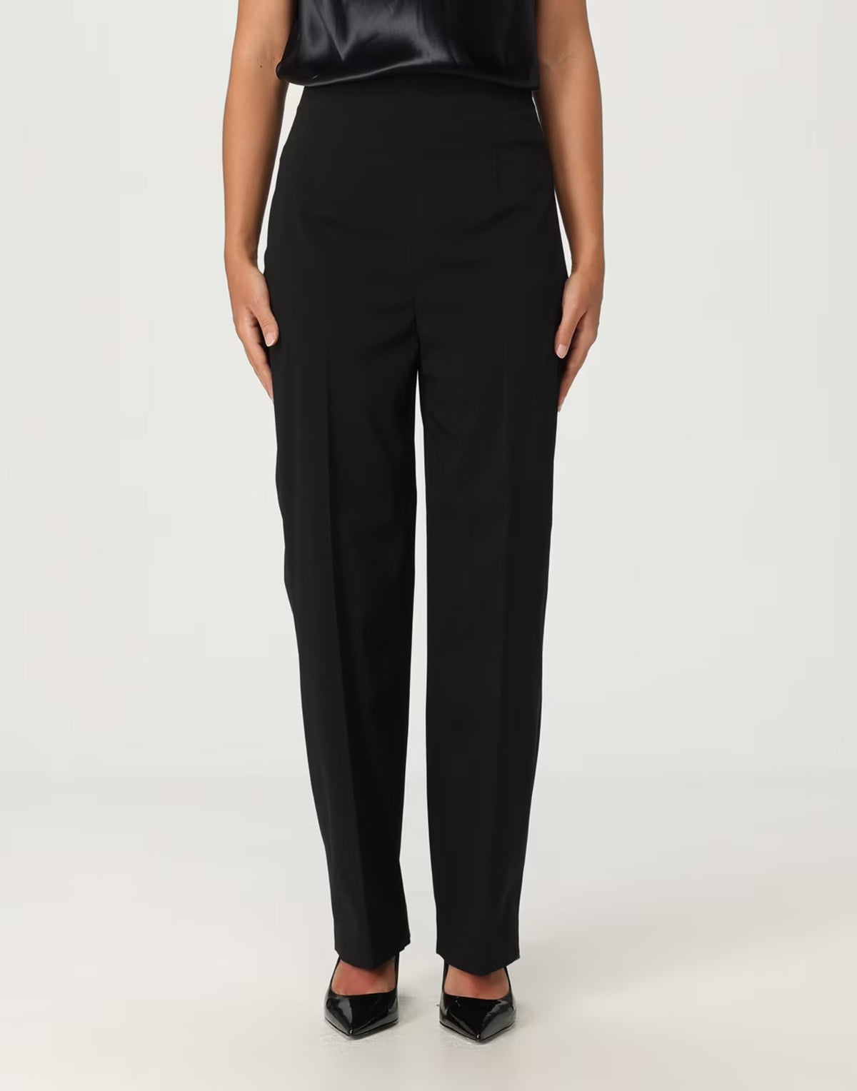 ALBERTA FERRETTI Pantalone Classico in Misto Lana Vergine Nero