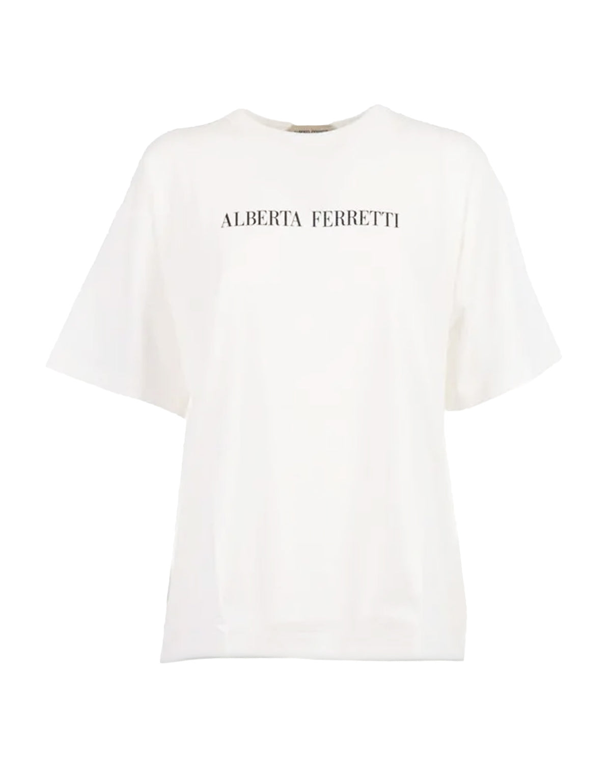ALBERTA FERRETTI T-shirt bianca con Logo Frontale e Stampa sul Retro