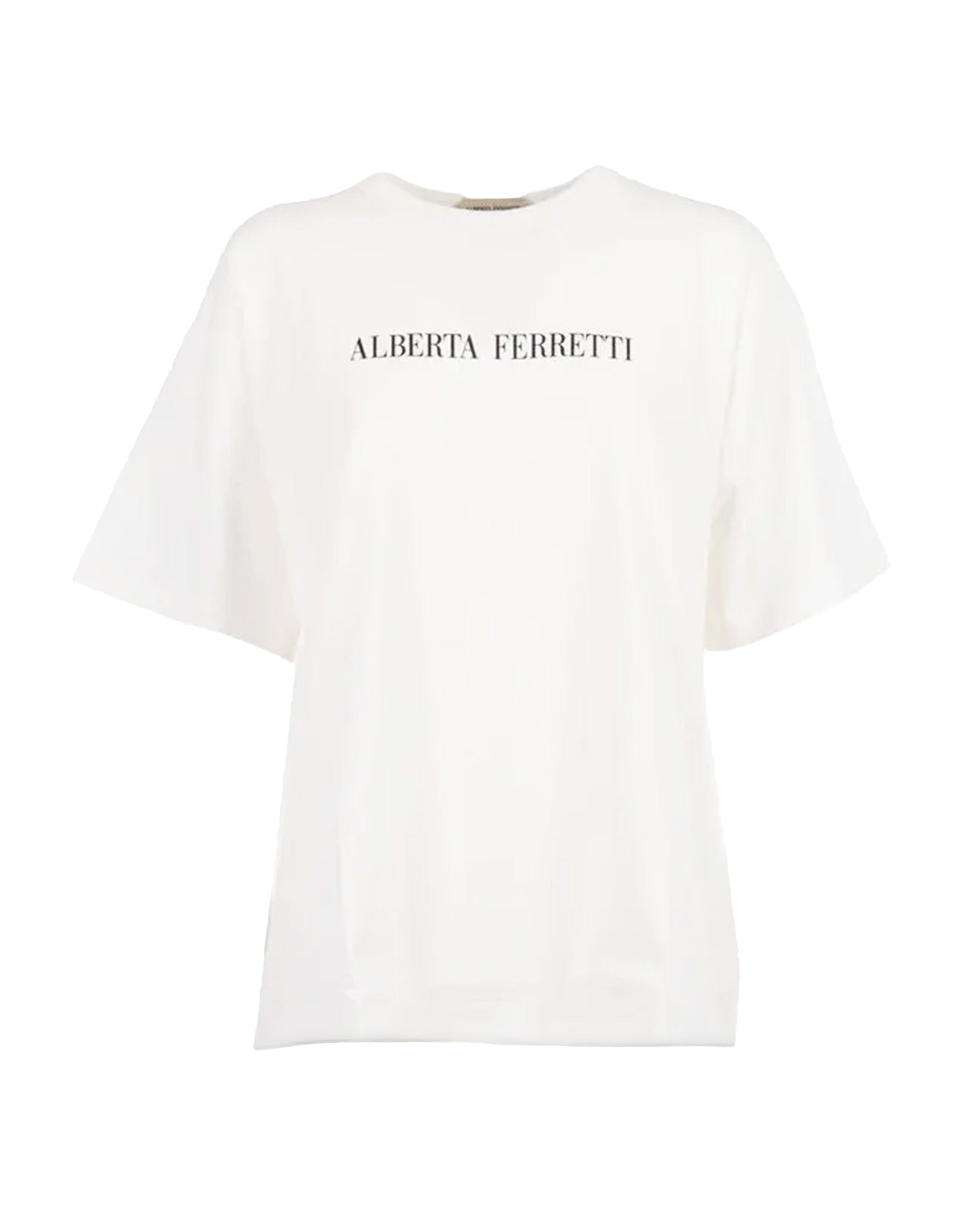 ALBERTA FERRETTI T-shirt bianca con Logo Frontale e Stampa sul Retro