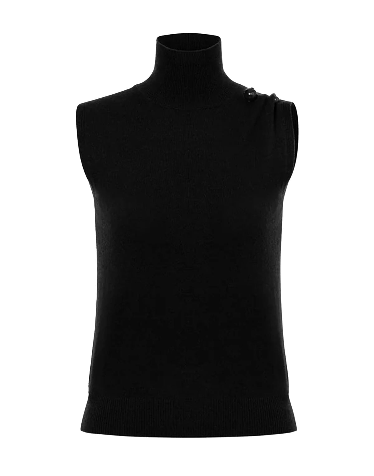 ALBERTA FERRETTI Top in Puro Cashmere con Spilla Piercing Nero