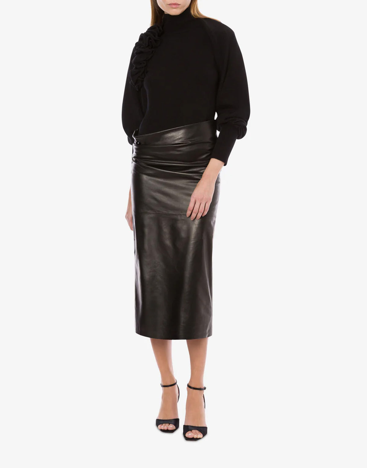 ALBERTA FERRETTI Bolero in Lana Merino, Seta e Cashmere con Fiori 3D Nero