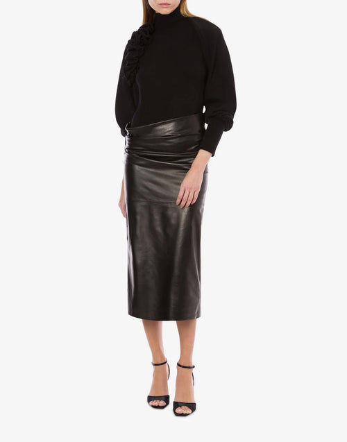 ALBERTA FERRETTI Boléro en laine mérinos, soie et cachemire à fleurs 3D Noir