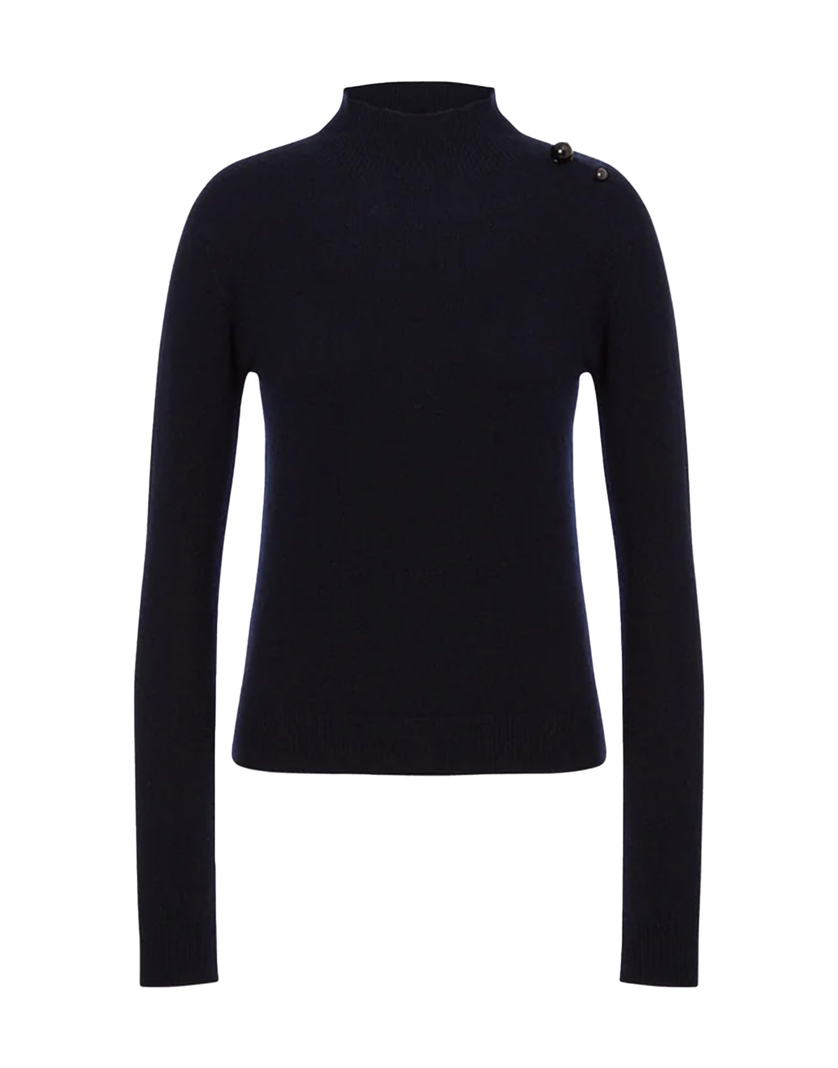 ALBERTA FERRETTI Maglione in Puro Cashmere con Spilla Piercing Blu