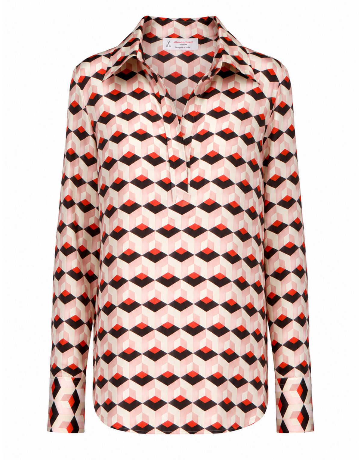 ALBERTO BIANI Camicia Serafino in Seta Stampata Rosa