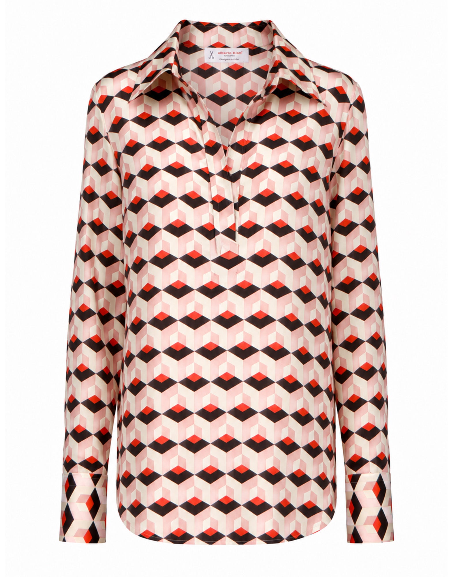 ALBERTO BIANI Camicia Serafino in Seta Stampata Rosa