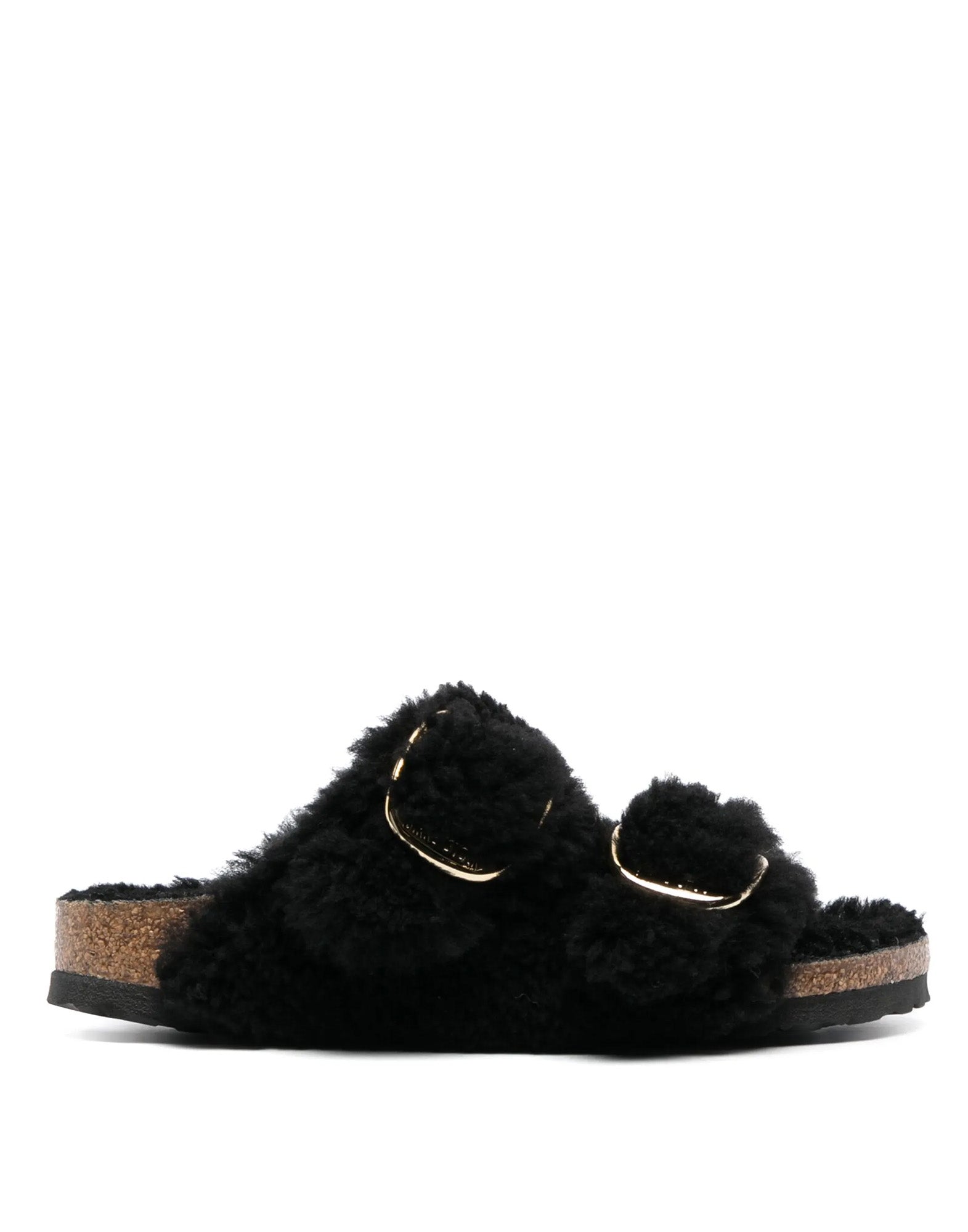 BIRKENSTOCK Arizona Big Buckle Teddy Shearling Black Gold