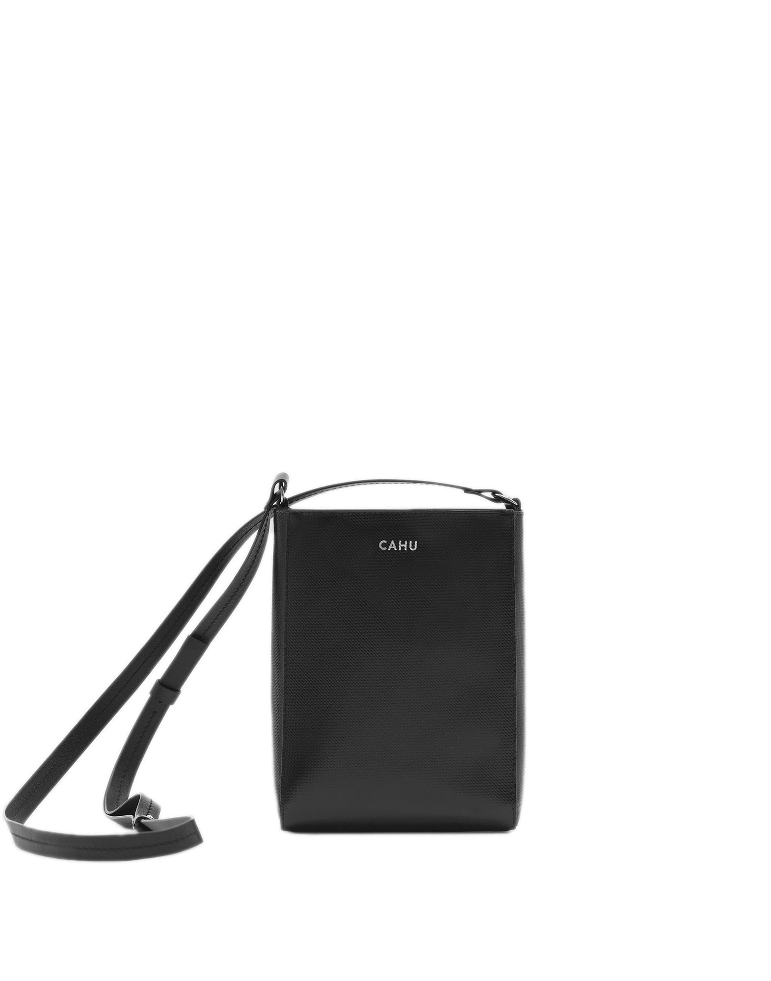 CAHU Borsa a Tracolla Sacoche Zippée in PVC Nero