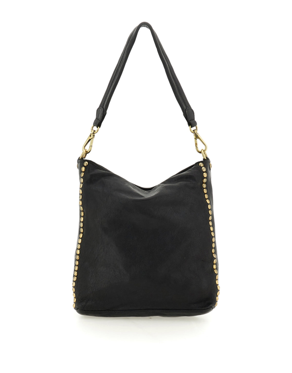 CAMPOMAGGI Borsa a Spalla in Pelle con Borchie Nera