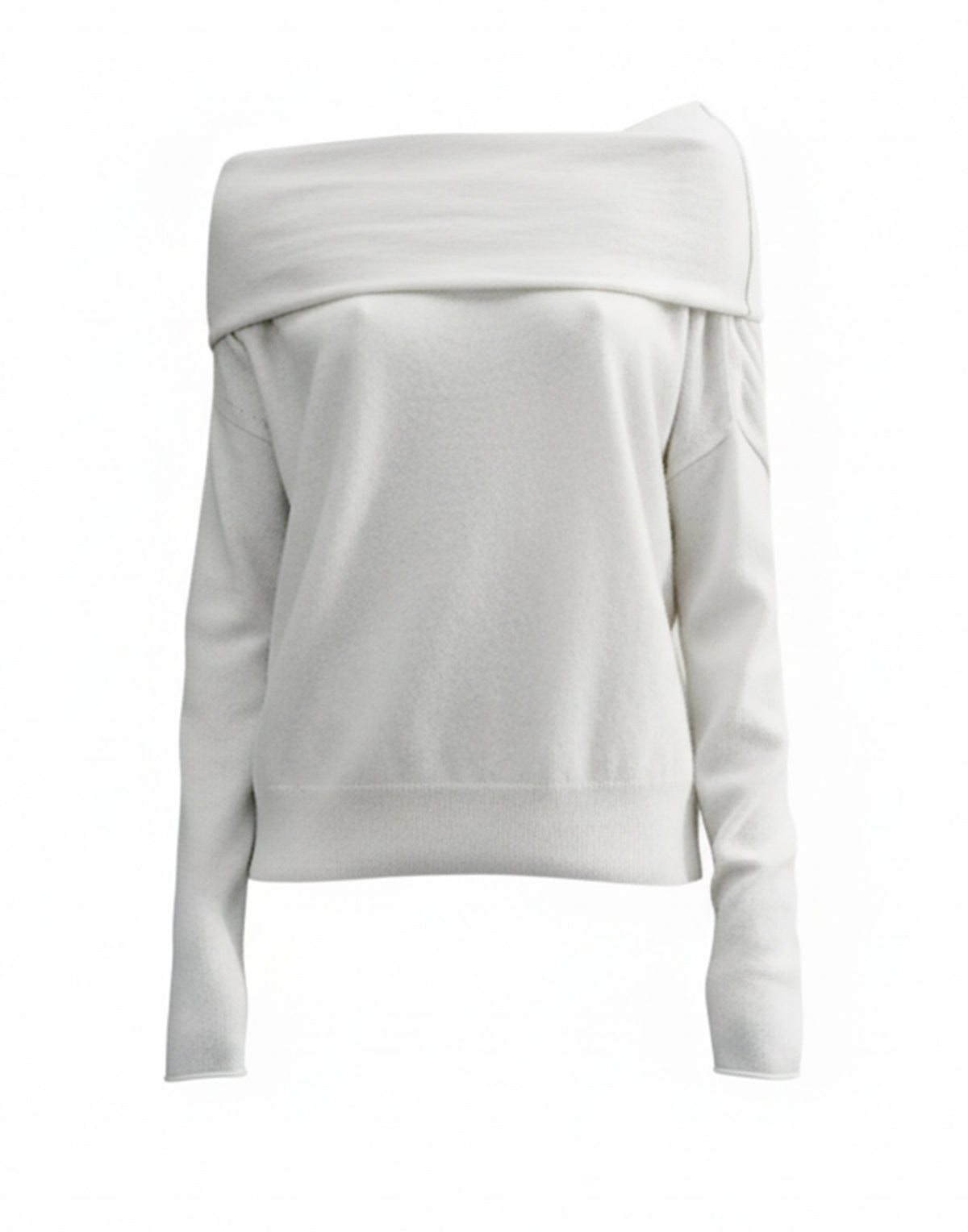 CIRCUS HOTEL Maglia in Cashmere con Scollo alla Bardot Panna