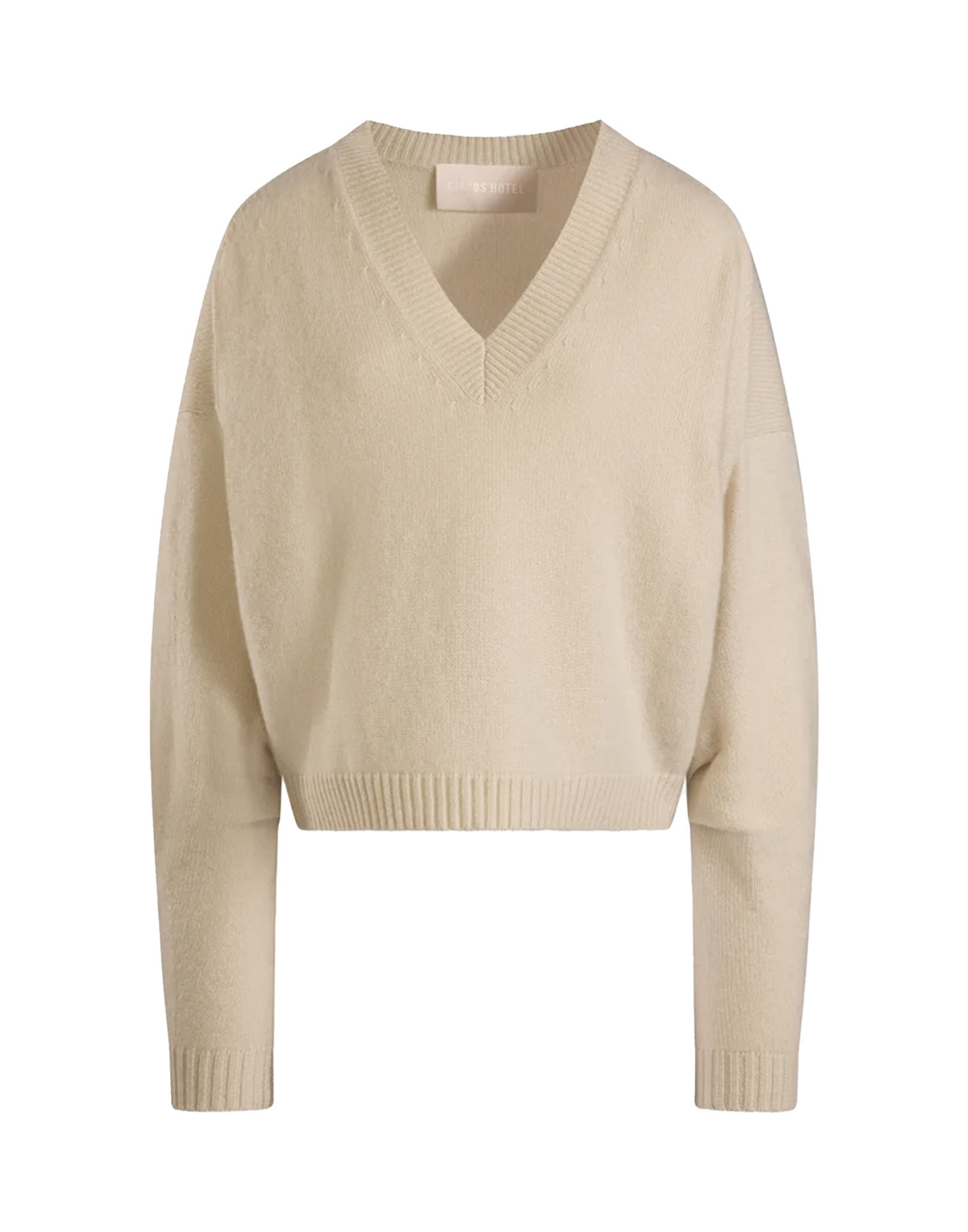 CIRCUS HOTEL Maglia Scollo a V in Lana e Cashmere Panna