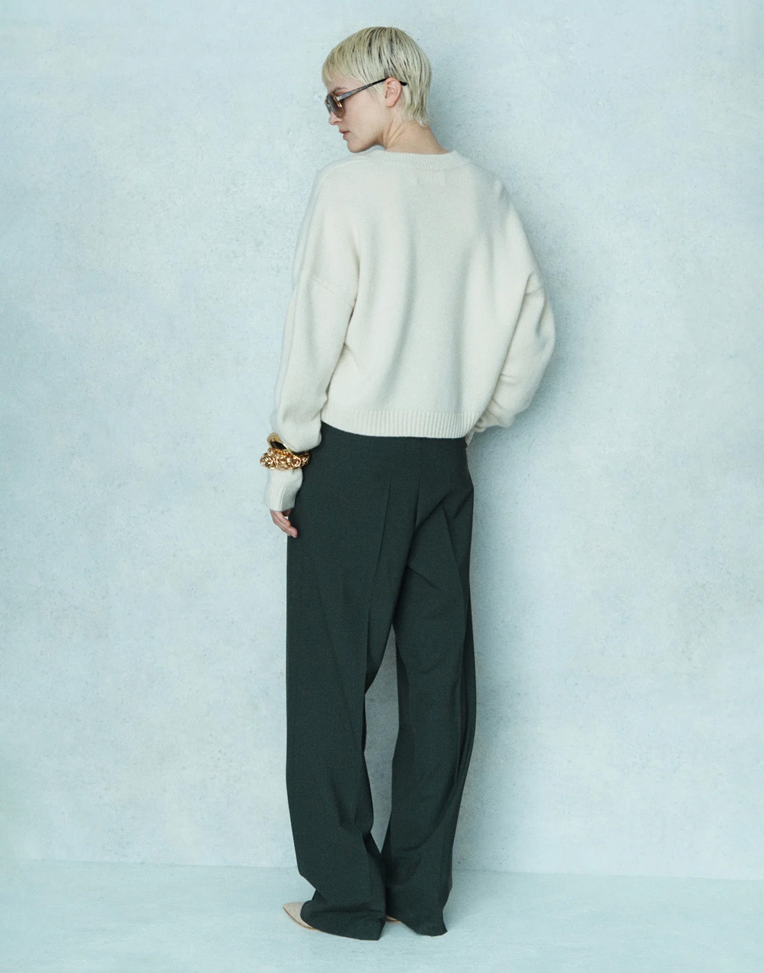 CIRCUS HOTEL Maglia Scollo a V in Lana e Cashmere Panna